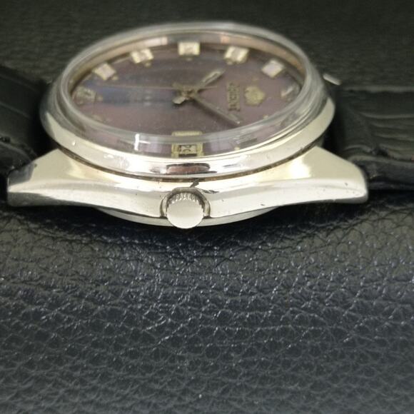 Vintage 1980 Orient Automatic Mens Silver Watch W/daydate & Glass Back - Picture 5 of 10